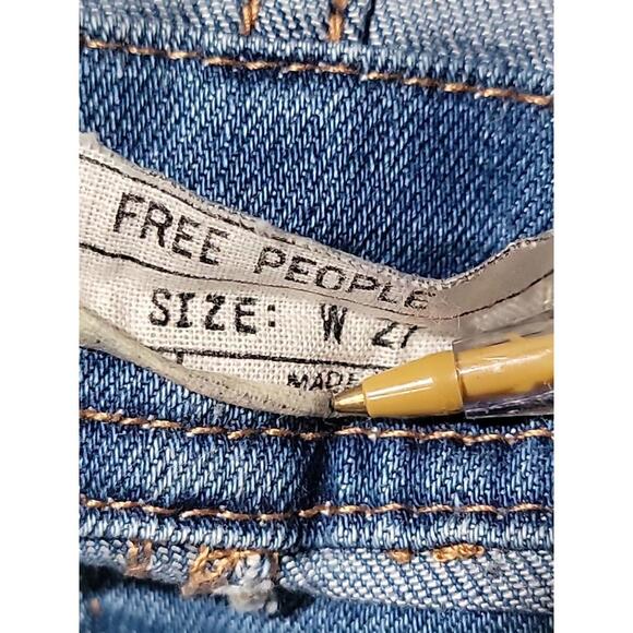 Free People Button Front Size 27 Distressed Overall Denim Color:True Wash #CB9 - Picture 12 of 13